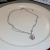 Naszyjniki wiszącego Naszyjnik Gotycki Akcesoria dla kobiet dla kobiet Starlink sześcien cyrkonu warstwowy łańcuch różowy czarny kryształ