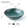 Bowls 8inch Japanese Vintage Household Noodle Bowl Ceramic Soup Salad Pasta Kitchen Tableware Microwave Oven Bakware