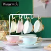 Tasses soucoupes Wourmth café en porcelaine d'os de haute qualité avec poignée en or céramique sur tasse à thé avancée émaillée et ensembles cadeau de luxe 230620