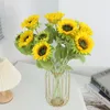 Fleurs décoratives maison artificielle jaune tournesol Branches plante chambre décoration Simulation tournesols faux plantes vertes