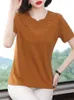 Women's T Shirts Bobokateer V-ringning Chemise Femme Shirt Women kläder Elegant Camisetas Mujer Manga Corta Cotton T-shirty Damskie Dames