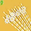 New 10/20/30pcs Daisy Flower Paper Straws Disposable Drinking Straw for Daisy Birthday Party Wedding Decoration Supplies Baby Shower