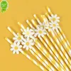 Nowe 10/20/30pcs Daisy Flower Paper Słomka do dyspozycji do picia słomy na przyjęcie urodzinowe Dekoracja ślubna Baby Shower