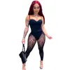 Vrouwen Tweedelige Broek Dames Sexy Tweedelige 2023 Zomer Mode Halter Bustier Jumpsuit Doorzichtige Kant Potlood sport Pak