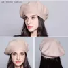 Ylwhjj Brand Beret Hat For Women Solid Color Wool Sticked basker med Ladies Popular Winter Warm Hat Hot Cap L230523