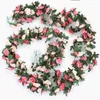 Dekorativa blommor konstgjorda rose garland diy bröllop båge trädgård dekoration hem vardagsrum vägg hängande vårens hösten falsk växt vinrank