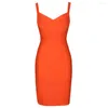 Casual Dresses Bandage Dress Summer Orange Bodycon For Women 2023 Sexy Spaghetti Royal Blue Club Celebrity Party Birthday Outfit