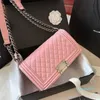 designer handbag Cross body bag chain caviar bag Women Fashion shoulder bag real leather Flap Purse Luxury Womens Sling Body Bags pink