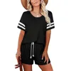 Survêtements pour femmes été femmes à manches courtes col rond décontracté joggeurs Biker Shorts tenue sexy pour femme deux pièces ensemble t-shirts et shorts ensemble 230620