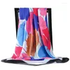 Scarves 2023 Luxury Flower Dustproof Square Towel Female Colour Print Shawls Fashion 90X90CM Kerchief Autumn Sunscreen Silk