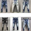 Herren Jeans Denim Ripped Jeans für Männer dünne gebrochene Italien Style Bike Motorrad Rock Revival Hosen
