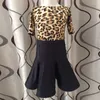 Scene Wear Little Girl Leopard Latin Dance Costumes Barn Sexig låg ryggdräkt Performance Dress