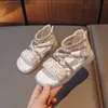 Yaz çocukları kızlar prenses sandaletler bowknot yıldız payetler yumuşak ayakkabılar kaymaz rhinestone moda çocuk sandalet kız g05162 l230518