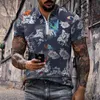 Męska polo letnia męska koszulka polo t-shirt krótkie rękawowe dekolt zamek błyskawiczny 3D Druk zwykły hip-hop hawajski motyw kwiatowy 230621