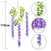 Çiziciler Potlar 1 PCS 43.3inch Yapay Wisteria Flower Fake İpek Dizeleri Düğün Merkezi Bahçe Duvar Dekorasyonu için Çelenk Asma 230621