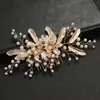 Luxurious Hair Combs Gold/Silver Color Leaves Faux Pearls Crystal Shiny Charming Headwear Jewelry Hair Accessories for Women