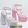 Ippeum plattform Sandaler för kvinnor sommar sier designer fest klänning sexiga chunky klackar y k skor