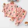 Familienpassende Outfits Winterkinderkleidung Sets warmer Fleece -Pyjamas für Jungen und Mädchen verdicken Kinder Nachtwäsche Samt Baby Thermal Unterwäsche 230621