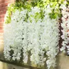 Decorative Flowers Wisteria Artificial 12PCS Hanging Garland Wedding Fake Flower String Silk For Home Garden Decoration