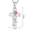 Hanger kettingen crematie sieraden kruis urn ketting voor as roze bloem as aandenken geschenken