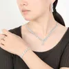 Halsband örhängen set smycken hadiyana armband ring brud bröllop eleganta damer hög kvalitet zirkon BN8266 Schmuck