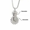 Pendant Necklaces Men's Personality Vintage 316L Stainless Steel Fashionable Rotatable Gear Necklace Size 24 Inches