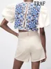 Canotte da donna Camis TRAF Top da donna Summer Fashion Cropped Crochet Cutout Popeline Maniche a sbuffo Top Abbigliamento donna 230620