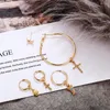 Dingle örhängen maa-oe 2023 Boho guldfärg geometriska korshorn sun moon crystal hänge mix för kvinnor vintage örhänge smycken
