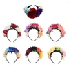 Decoração de festa 1pcs Est Headband Traje Rose Flower Crown Mexican Headpiece Decorações de aniversário Crianças Casamento Headwear Para Noiva