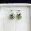 Boucles d'oreilles à tige Le cadeau pour l'anniversaire Boucles d'oreilles en argent sterling 925 avec diopside naturel et véritable