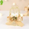 New 1/5Pcs Mini Metal Gold Tinplate Bird Cage Candy Boxes Wedding Favors Gift Box for Guests Birthday Party Decoration Baby Shower