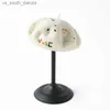 Korean Autumn Winter Embroidery White Wool Beret Hats For Women France Beret Laies Fashion Holiday Artist Hat L230523