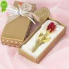 New Crystal Glass Rose Flower in Box Mini Forever Red Gold Rose for Girlfriend Wedding Gift for Guest Mothers Day Gift
