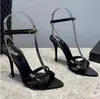 Designer Women's High Heels Sandaler Cross Ankle Chain Ties Ladies Sexiga Banketter Semesterklänning Kvinnor Högklackade sandaler med låda