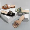 Slippers Classic Snakesskin Square Buckle Open Toe Summer Women Sandals Retro Tjock häl Bekväm kvinna tofflor Midhäl damskor J230621