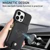 iPhone 14 Plus 13pro 11 12 14 Pro Max Magnetic Stand Zipper Storage Sling電話革ケース用の多融合ウォレットカバー