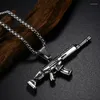 Chains Men's Fashion Cool Gun Pendant Necklace European Hip Hop Jewelry Stainless Steel Chain Necklaces For Men