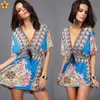 Robes décontractées basiques Style Boho Été Femmes Robe Sexy Robes d'été Ethnique Imprimer Tunique Robes De Plage Plus La Taille Casual Soie Vêtements 230620