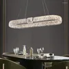 Pendelleuchten, moderne Ring-Kristall-Deckenleuchter, luxuriöse Atmosphäre, runde Hängelampe, Wohnzimmer, Esszimmer, Schlafzimmer, Glanzbeleuchtung