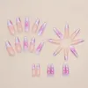 False Nails 24st Long Ballet French Fake With Heart Designs Wearable Coffin Press On Full Cover Nail Tips