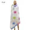 Etniska kläder Fashion African Women Scarfs Big Circle Design Embrodery Net med Grenadine Scarf för sjalar Pashmina SC-59