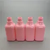 収納ボトル200ml x 24ピンクのエッセンシャルオイルポンププラスチックボトルDIY化粧品マッサージスクエアコンテナ空のクレンジング