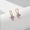 Sterling Silver Classic Oval Natural Amethyst Women Ins Temperament Luxury High-end Ear Rings ladies Earrings kids harry potter shopping