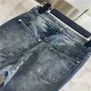 23SS Fw Calça Jeans Feminina Designer com Padrão de Letra Meninas Novo Algodão Vintage de Alta Qualidade Milan Runway Marca Cowboy Casual Botão Outwear Denim Calça Longa Reta