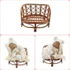 Recuerdos nacidos Pography Props Basket Retro Rattan Silla redonda Bebe Po Accesorios Recien Baby Girl Boy Regalo Posando Fondo de cama 230620