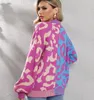 여성 스웨터 럭셔리 v- 넥 가디건 여성 따뜻한 캐주얼 니트 인쇄 하단 코트 편안한 탑