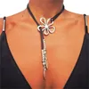 Bohemian Hollow Out Flower Spiral Collar Chain European och turkosa läderrep y Formkrage Fashion Simple Beach Halsband