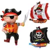 New Pirate Theme Disposable Tableware Happy Birthday Banner Pirate Ship Foil Balloons Kids Boy Birthday Party Decoration Baby Shower