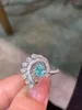 Anelli a grappolo Gioielleria raffinata Argento sterling 925 Incastonato con Gemma naturale Da donna Lusso Elegante Apatite fresca Anello regolabile Supporto