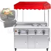 Upgrade Kommerzieller Gas-Snackwagen Edelstahl-Snackwagen Bratpfanne Multifunktions-Teppanyaki + Oden + frittierte Lebensmittelausrüstung 1 Stück